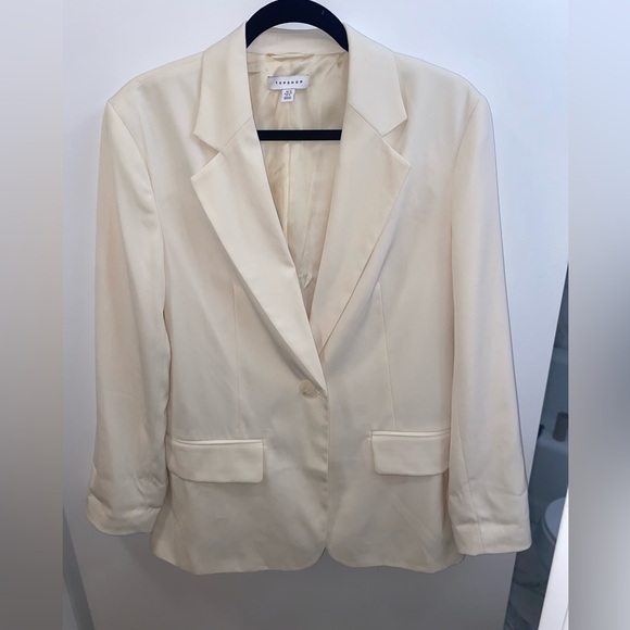 2-item deal! Cream Top Shop tailored blazer and skirt set with pockets - Picture 9 of 9